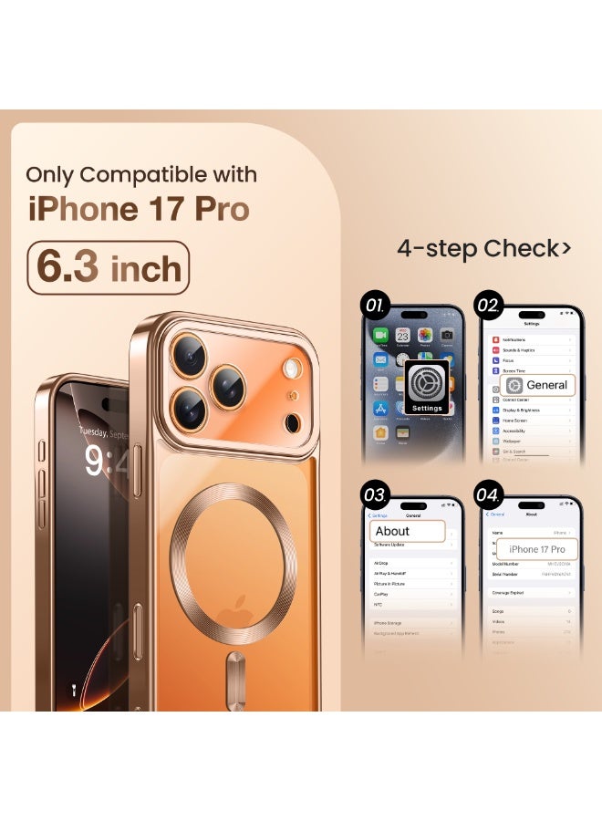 GolbinBox Magnetic for iPhone 17 Pro Case with Stand, [Compatible with MagSafe], Camera Control Capture Button, 17FT Military-Grade Protection, Shockproof Slim Phone Case 6.3"(Rose Gold/Clear) - Image 2